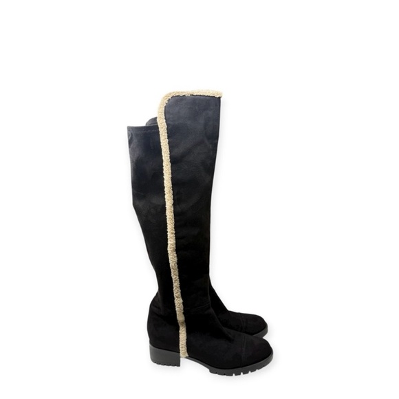 Karl Lagerfeld Black and Cream Over the Knee Boots - Picture 8 of 10